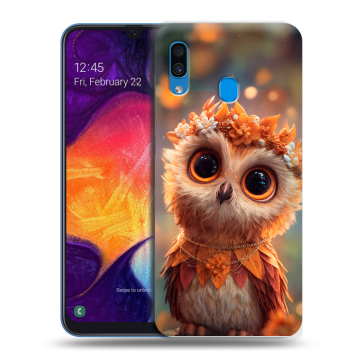 Силиконовый противоударный чехол на Samsung Galaxy A40 с принтом Милая сова Силиконовый противоударный чехол на Samsung Galaxy A40 с принтом Милая сова