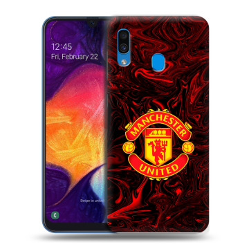 Силиконовый противоударный чехол на Samsung Galaxy A40 с принтом Manchester United Силиконовый противоударный чехол на Samsung Galaxy A40 с принтом Manchester United