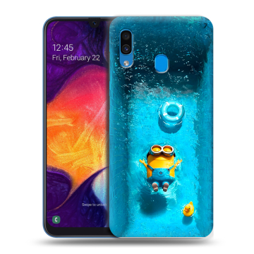Силиконовый противоударный чехол на Samsung Galaxy A40 с принтом Миньоны