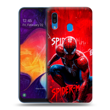 Силиконовый противоударный чехол на Samsung Galaxy A40 с принтом Spiderman Человек паук
