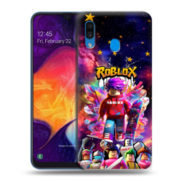 Силиконовый противоударный чехол на Samsung Galaxy A40 с принтом Roblox Роблокс