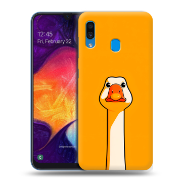 Силиконовый противоударный чехол на Samsung Galaxy A40 с принтом Смешная утка Силиконовый противоударный чехол на Samsung Galaxy A40 с принтом Смешная утка