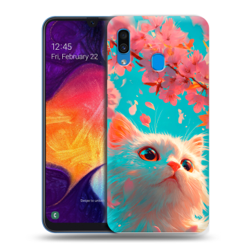 Силиконовый противоударный чехол на Samsung Galaxy A40 с принтом Красивый кот Силиконовый противоударный чехол на Samsung Galaxy A40 с принтом Красивый кот