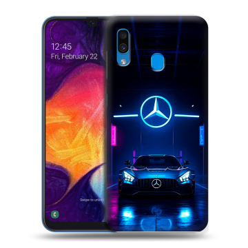 Силиконовый противоударный чехол на Samsung Galaxy A40 с принтом Mercedes Мерседес