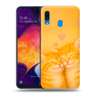 Силиконовый противоударный чехол на Samsung Galaxy A40 с принтом Милые котята Силиконовый противоударный чехол на Samsung Galaxy A40 с принтом Милые котята