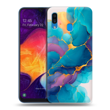 Силиконовый противоударный чехол на Samsung Galaxy A40 с принтом Мрамор блестки Силиконовый противоударный чехол на Samsung Galaxy A40 с принтом Мрамор блестки