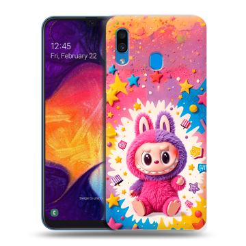 Силиконовый противоударный чехол на Samsung Galaxy A40 с принтом Labubu Лабубу