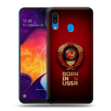 Силиконовый противоударный чехол на Samsung Galaxy A40 с принтом Флаг Герб СССР Силиконовый противоударный чехол на Samsung Galaxy A40 с принтом Флаг Герб СССР