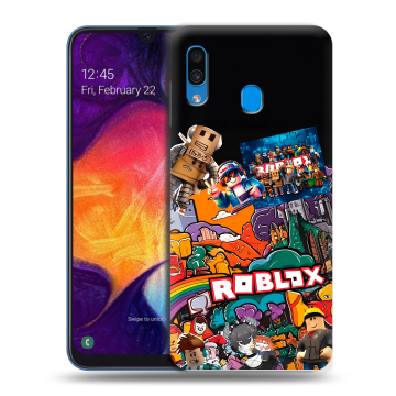 Силиконовый противоударный чехол на Samsung Galaxy A40 с принтом Roblox Роблокс