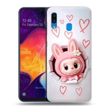 Силиконовый противоударный чехол на Samsung Galaxy A40 с принтом Labubu Лабубу