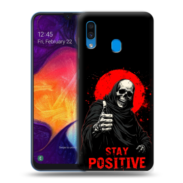 Силиконовый противоударный чехол на Samsung Galaxy A40 с принтом смешной скелет Силиконовый противоударный чехол на Samsung Galaxy A40 с принтом смешной скелет