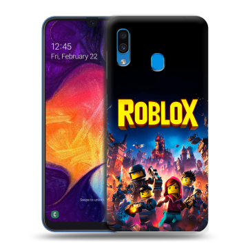 Силиконовый противоударный чехол на Samsung Galaxy A40 с принтом Roblox Роблокс