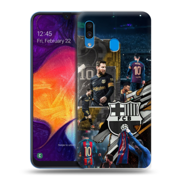 Силиконовый противоударный чехол на Samsung Galaxy A40 с принтом Messi Barcelona