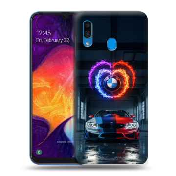 Силиконовый противоударный чехол на Samsung Galaxy A40 с принтом BMW БМВ