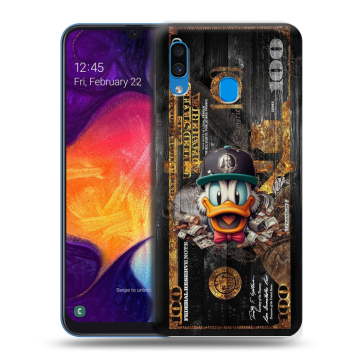 Силиконовый противоударный чехол на Samsung Galaxy A40 с принтом Дональд Дак Доллар