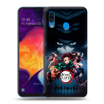 Силиконовый противоударный чехол на Samsung Galaxy A40 с принтом Demon Slayer Клинок рассекающий демонов Силиконовый противоударный чехол на Samsung Galaxy A40 с принтом Demon Slayer Клинок рассекающий демонов