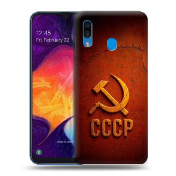 Силиконовый противоударный чехол на Samsung Galaxy A40 с принтом Флаг Герб СССР