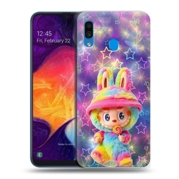 Силиконовый противоударный чехол на Samsung Galaxy A40 с принтом Labubu Лабубу