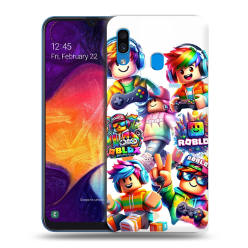 Силиконовый противоударный чехол на Samsung Galaxy A40 с принтом Roblox Роблокс