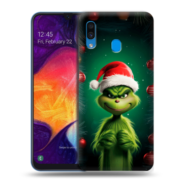 Силиконовый противоударный чехол на Samsung Galaxy A40 с принтом Гринч Новый год Рождество Силиконовый противоударный чехол на Samsung Galaxy A40 с принтом Гринч Новый год Рождество