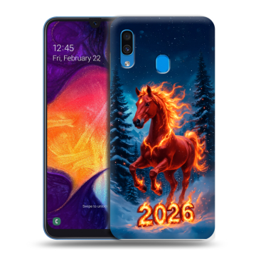 Силиконовый противоударный чехол на Samsung Galaxy A40 с принтом Новый год коня Силиконовый противоударный чехол на Samsung Galaxy A40 с принтом Новый год коня