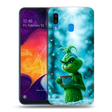 Силиконовый противоударный чехол на Samsung Galaxy A40 с принтом Новый год гринч Силиконовый противоударный чехол на Samsung Galaxy A40 с принтом Новый год гринч