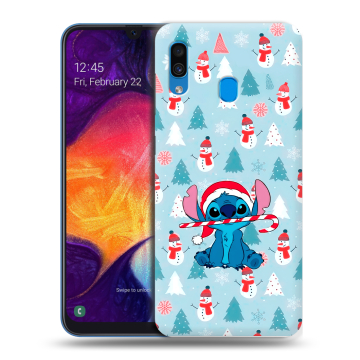 Силиконовый противоударный чехол на Samsung Galaxy A40 с принтом Стич Новый год Силиконовый противоударный чехол на Samsung Galaxy A40 с принтом Стич Новый год
