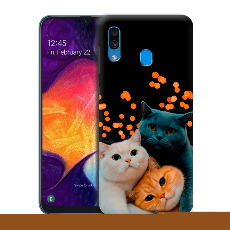 Пластиковый чехол на Samsung Galaxy A40 с принтом Кошки Пластиковый чехол на Samsung Galaxy A40 с принтом Кошки