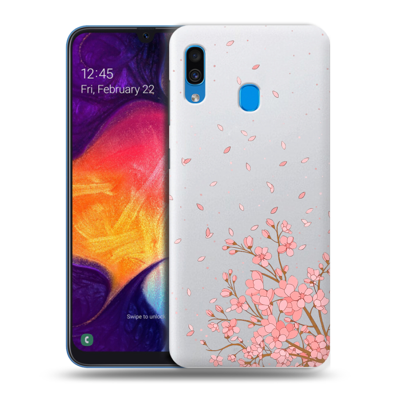Силиконовый противоударный чехол на Samsung Galaxy A40 с принтом Ветка сакуры Силиконовый противоударный чехол на Samsung Galaxy A40 с принтом Ветка сакуры