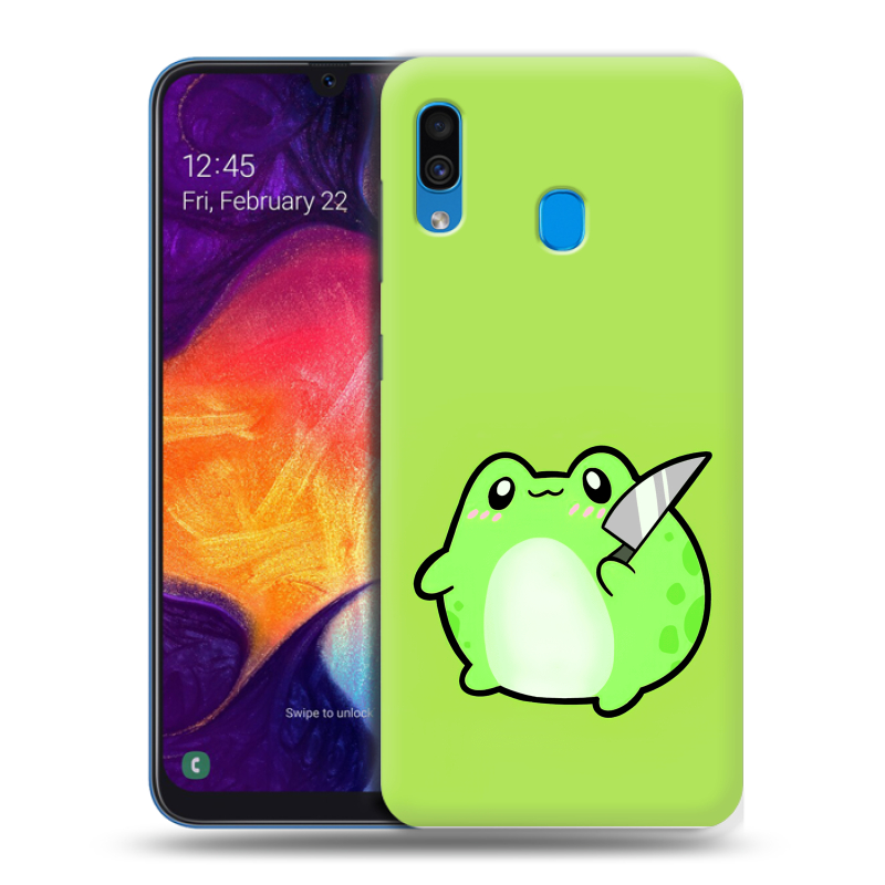 Силиконовый противоударный чехол на Samsung Galaxy A40 с принтом Лягушенок Силиконовый противоударный чехол на Samsung Galaxy A40 с принтом Лягушенок