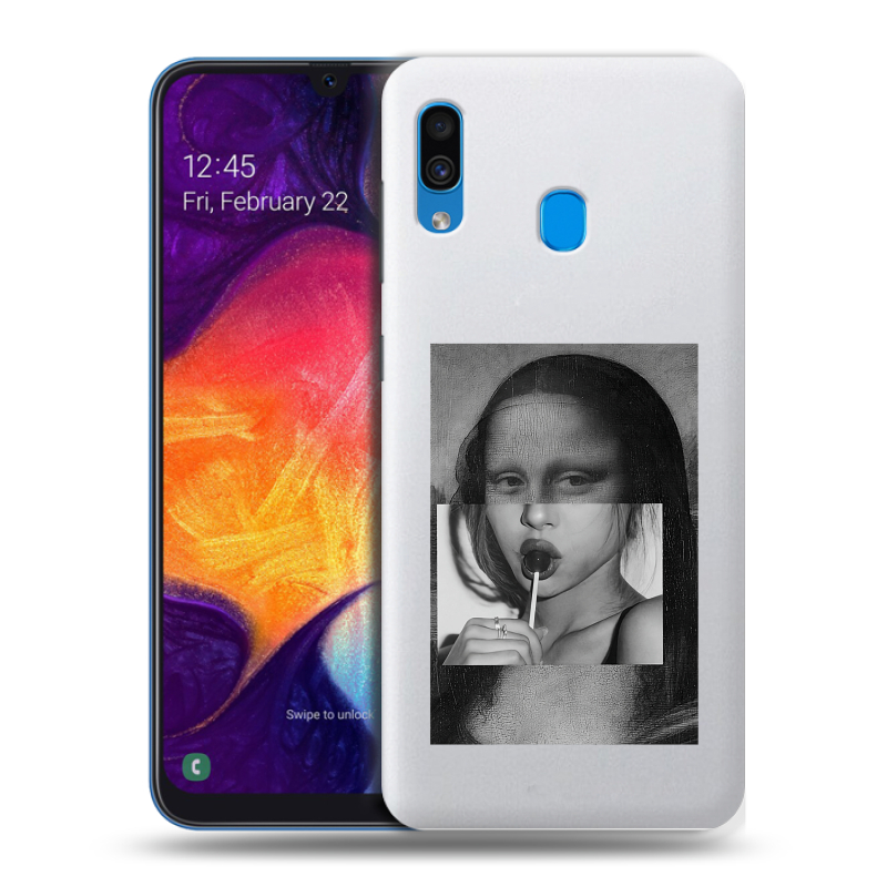 Силиконовый противоударный чехол на Samsung Galaxy A40 с принтом Мона Лиза Силиконовый противоударный чехол на Samsung Galaxy A40 с принтом Мона Лиза