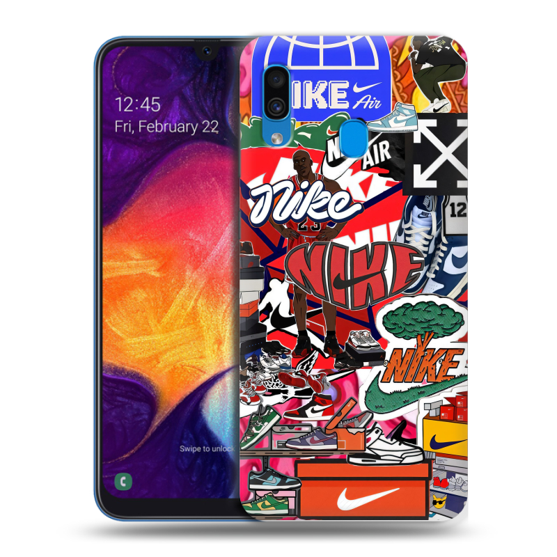 Пластиковый чехол на Samsung Galaxy A40 с принтом Найк Nike яркий Пластиковый чехол на Samsung Galaxy A40 с принтом Найк Nike яркий
