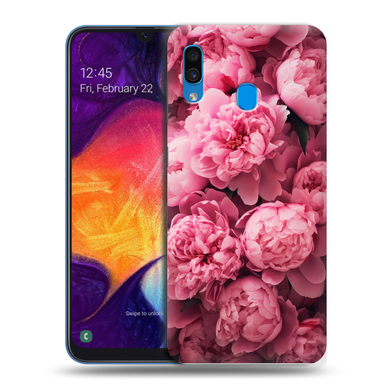 Пластиковый чехол на Samsung Galaxy A40 с принтом цветы пионы Пластиковый чехол на Samsung Galaxy A40 с принтом цветы пионы