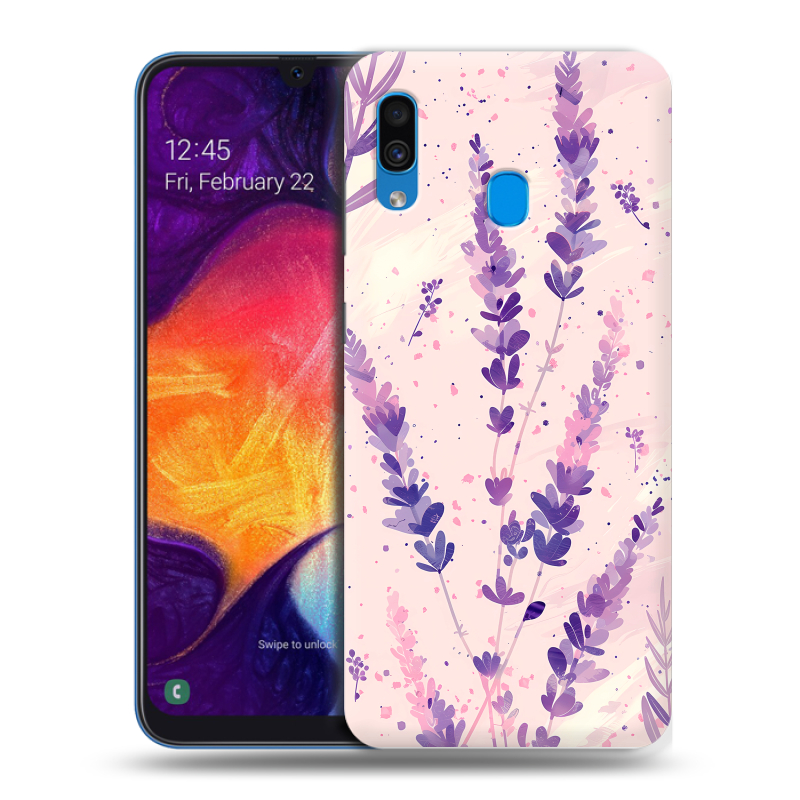 Пластиковый чехол на Samsung Galaxy A40 с принтом цветы лаванда Пластиковый чехол на Samsung Galaxy A40 с принтом цветы лаванда