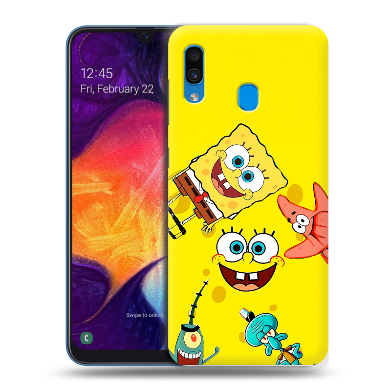 Силиконовый противоударный чехол на Samsung Galaxy A40 с принтом Спанч боб Спанчбоб Силиконовый противоударный чехол на Samsung Galaxy A40 с принтом Спанч боб Спанчбоб