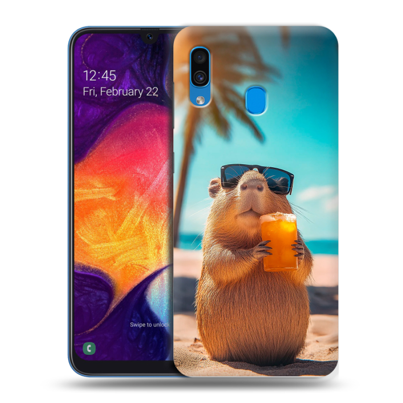 Пластиковый чехол на Samsung Galaxy A40 с принтом Капибара Пластиковый чехол на Samsung Galaxy A40 с принтом Капибара