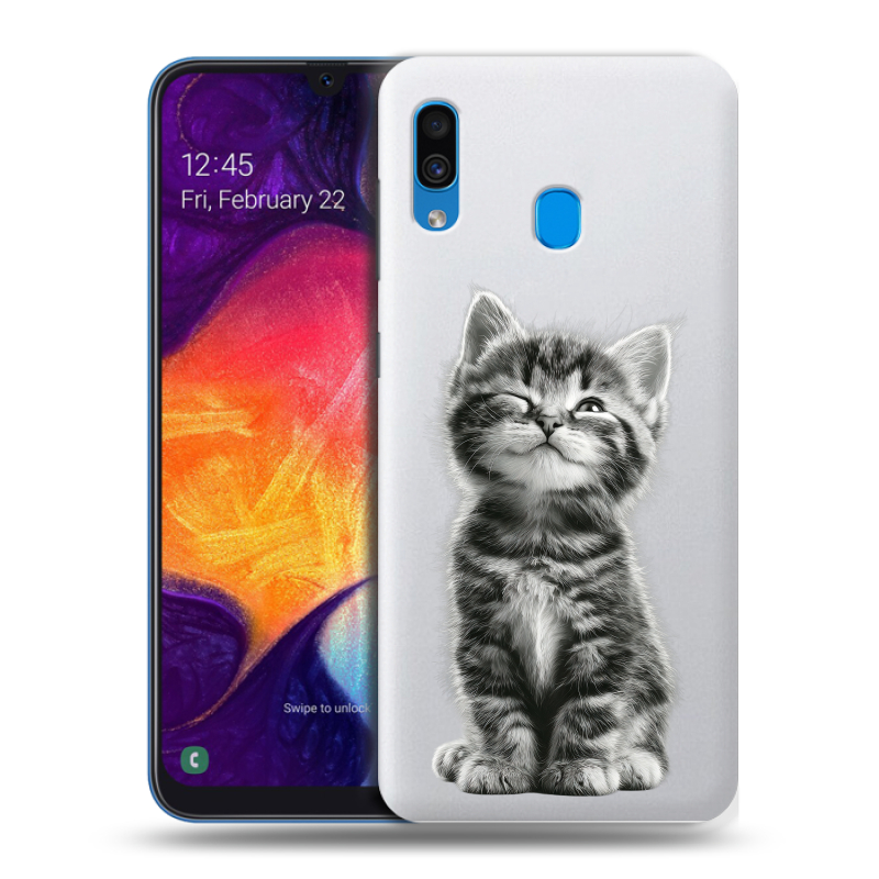 Силиконовый противоударный чехол на Samsung Galaxy A40 с принтом Котенок Силиконовый противоударный чехол на Samsung Galaxy A40 с принтом Котенок