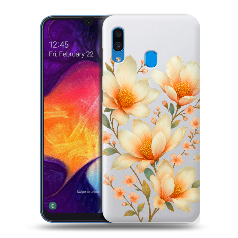 Пластиковый чехол на Samsung Galaxy A40 с принтом Цветы Пластиковый чехол на Samsung Galaxy A40 с принтом Цветы