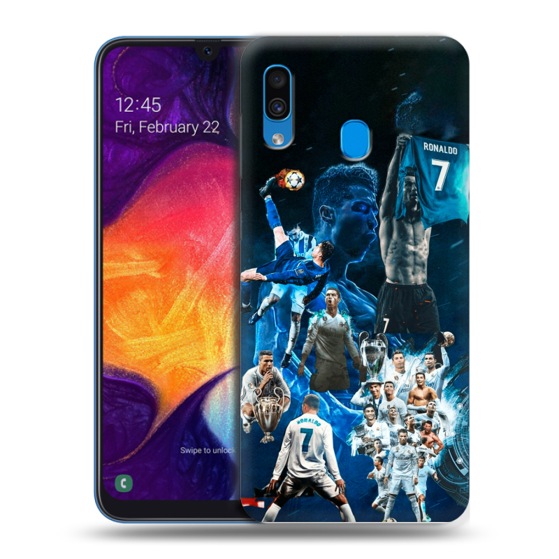 Силиконовый противоударный чехол на Samsung Galaxy A40 с принтом Реал Роналдо Силиконовый противоударный чехол на Samsung Galaxy A40 с принтом Реал Роналдо