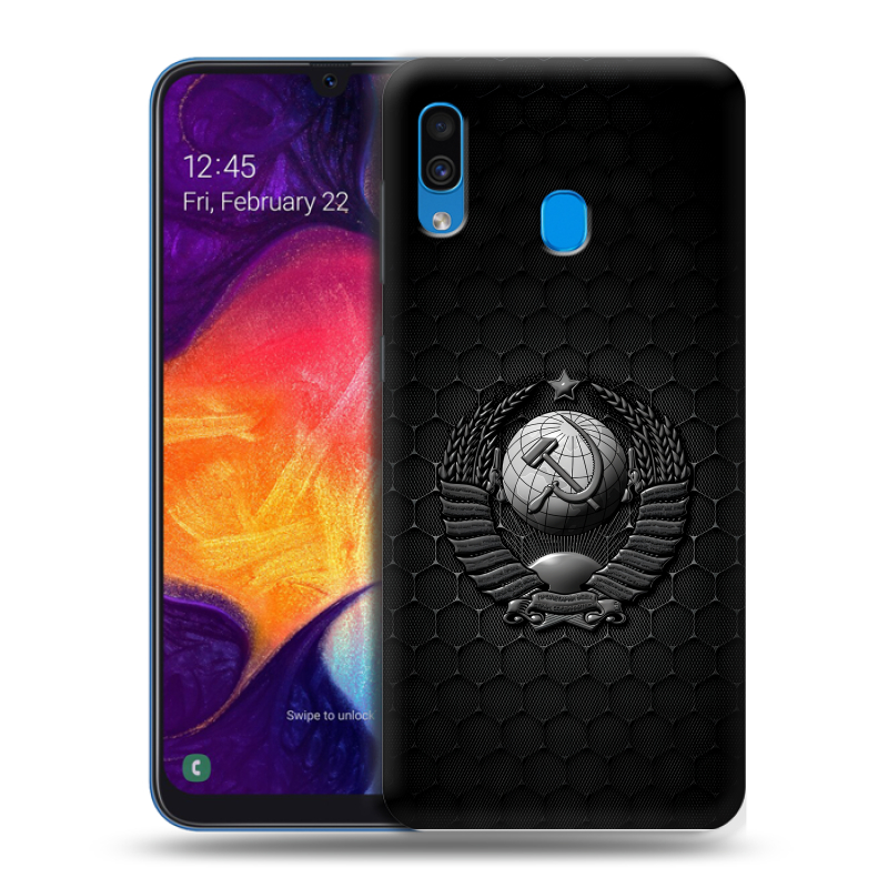 Пластиковый чехол на Samsung Galaxy A40 с принтом Герб Флаг СССР Пластиковый чехол на Samsung Galaxy A40 с принтом Герб Флаг СССР