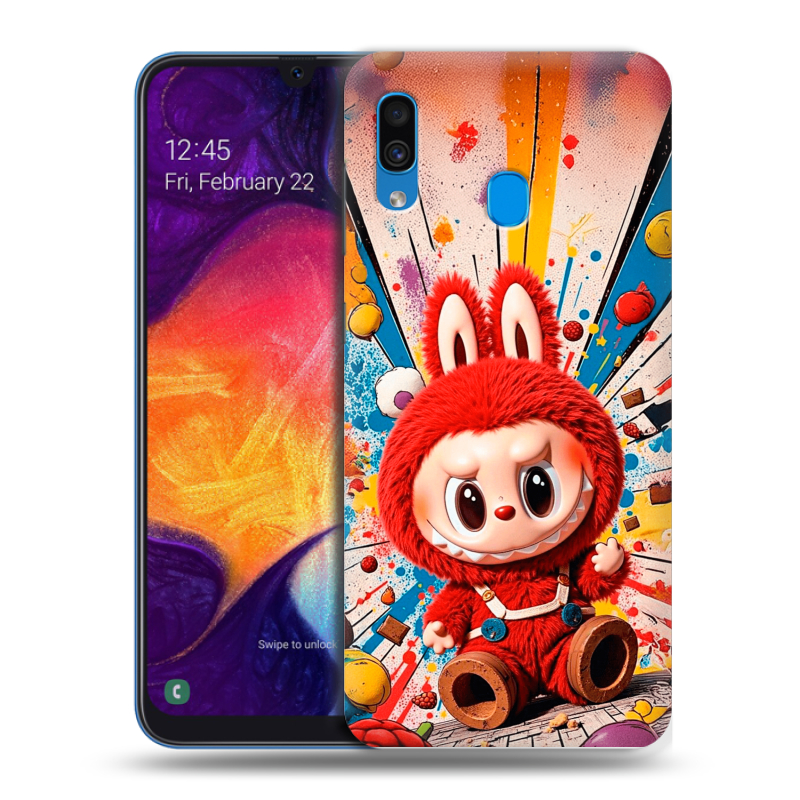 Силиконовый противоударный чехол на Samsung Galaxy A40 с принтом Labubu Лабубу Силиконовый противоударный чехол на Samsung Galaxy A40 с принтом Labubu Лабубу