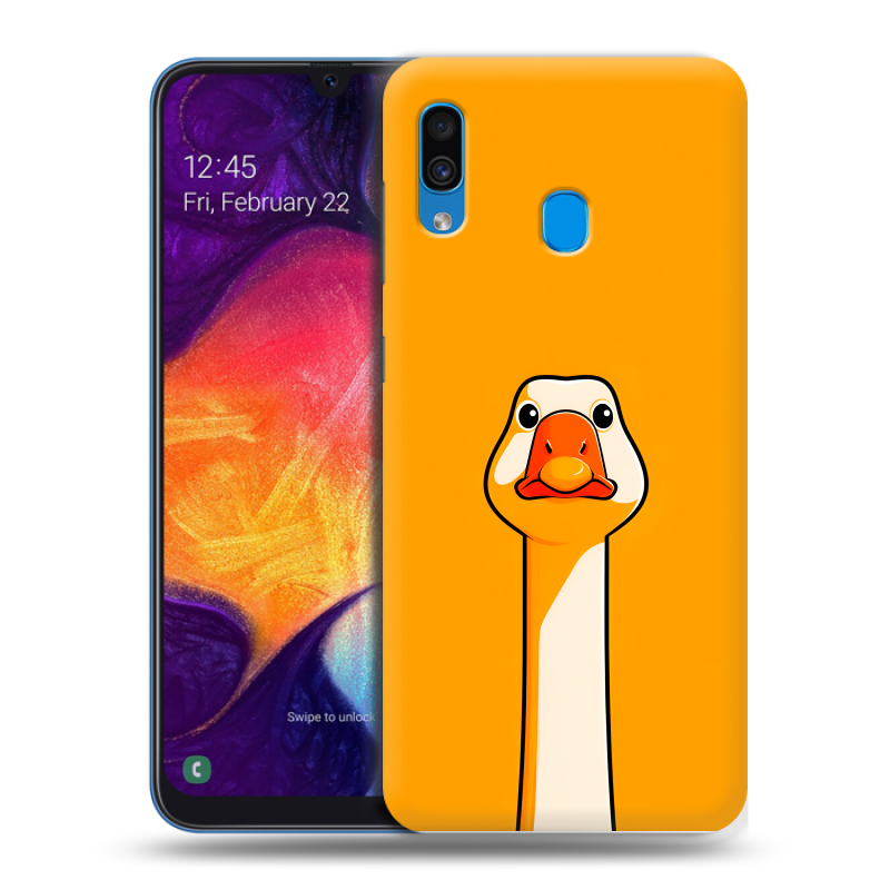 Пластиковый чехол на Samsung Galaxy A40 с принтом Смешная утка Пластиковый чехол на Samsung Galaxy A40 с принтом Смешная утка