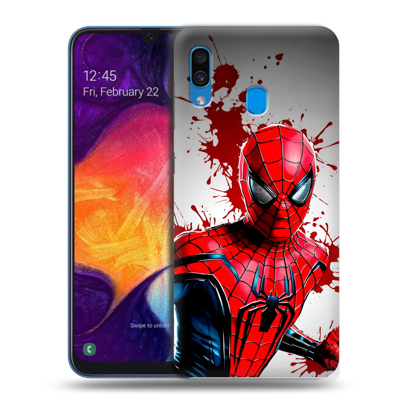 Силиконовый противоударный чехол на Samsung Galaxy A40 с принтом Spiderman Человек паук Силиконовый противоударный чехол на Samsung Galaxy A40 с принтом Spiderman Человек паук