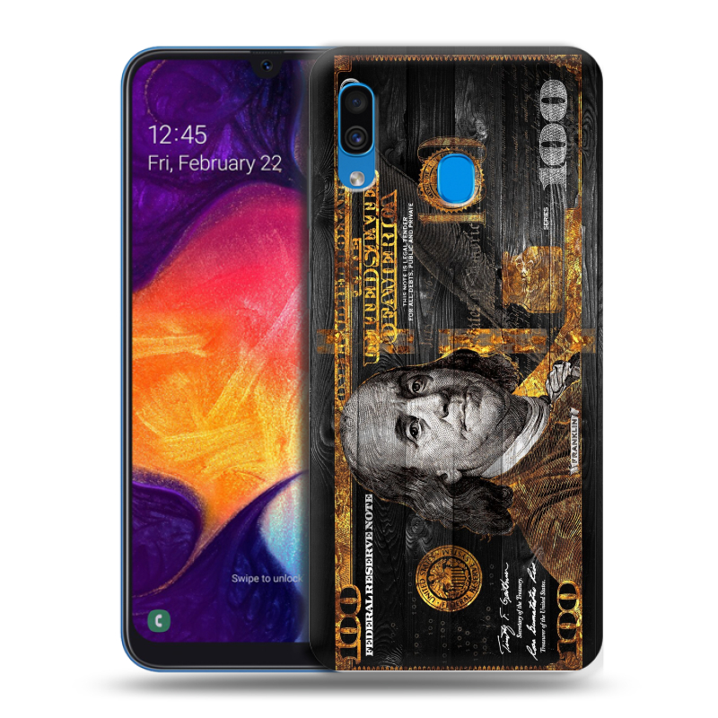 Силиконовый противоударный чехол на Samsung Galaxy A40 с принтом Доллар деньги Силиконовый противоударный чехол на Samsung Galaxy A40 с принтом Доллар деньги