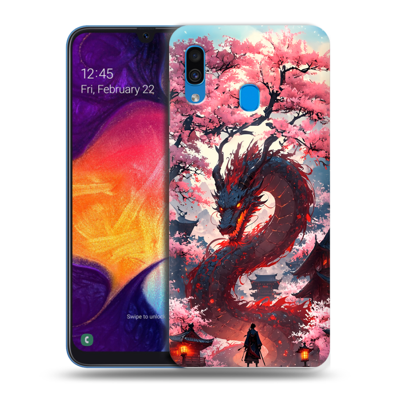 Пластиковый чехол на Samsung Galaxy A40 с принтом Дракон Японский Пластиковый чехол на Samsung Galaxy A40 с принтом Дракон Японский