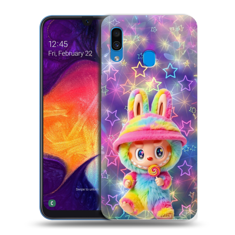 Силиконовый противоударный чехол на Samsung Galaxy A40 с принтом Labubu Лабубу Силиконовый противоударный чехол на Samsung Galaxy A40 с принтом Labubu Лабубу