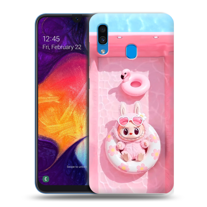 Силиконовый противоударный чехол на Samsung Galaxy A40 с принтом Labubu Лабубу Силиконовый противоударный чехол на Samsung Galaxy A40 с принтом Labubu Лабубу