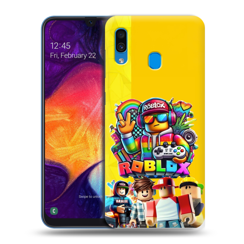 Силиконовый противоударный чехол на Samsung Galaxy A40 с принтом Roblox Роблокс Силиконовый противоударный чехол на Samsung Galaxy A40 с принтом Roblox Роблокс