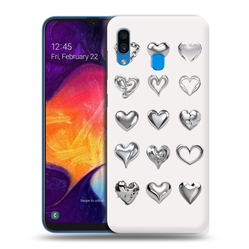 Силиконовый противоударный чехол на Samsung Galaxy A40 с принтом Y2K сердечки Силиконовый противоударный чехол на Samsung Galaxy A40 с принтом Y2K сердечки