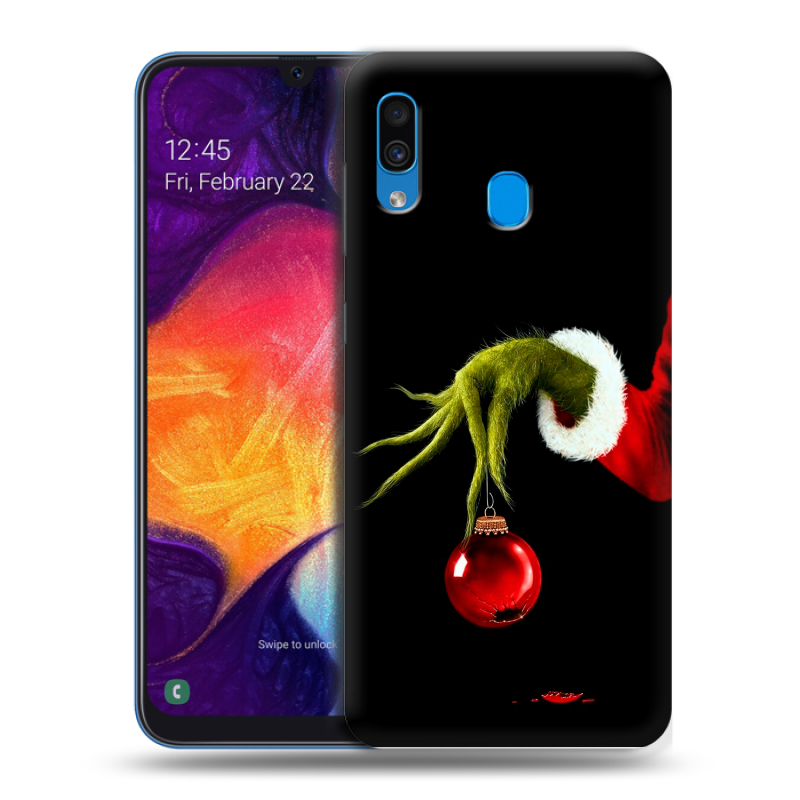 Пластиковый чехол на Samsung Galaxy A40 с принтом Новый год Гринч Пластиковый чехол на Samsung Galaxy A40 с принтом Новый год Гринч